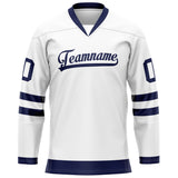 Custom White Navy Solid Colour Hockey Jersey