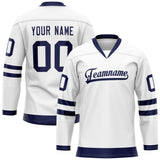 Custom White Navy Solid Colour Hockey Jersey