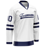 Custom White Navy Solid Colour Hockey Jersey