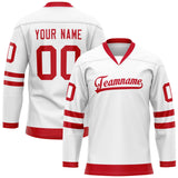 Custom White Red Solid Colour Hockey Jersey