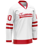 Custom White Red Solid Colour Hockey Jersey