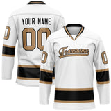 Custom White Old Gold Solid Colour Hockey Jersey