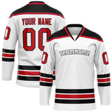 Custom White Red Solid Colour Hockey Jersey