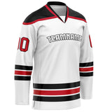 Custom White Red Solid Colour Hockey Jersey