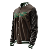 Custom Brown Kelly-Green Solid Color Varsity Letterman Jacket
