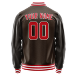 Custom Brown Orange Solid Color Varsity Letterman Jacket
