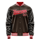 Custom Brown Orange Solid Color Varsity Letterman Jacket