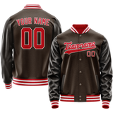 Custom Brown Orange Solid Color Varsity Letterman Jacket