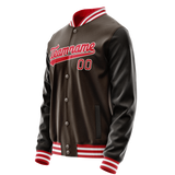 Custom Brown Orange Solid Color Varsity Letterman Jacket