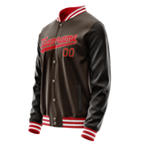 Custom Brown Red Solid Color Varsity Letterman Jacket