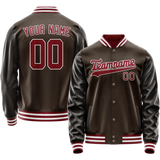 Custom Brown Red Solid Color Varsity Letterman Jacket