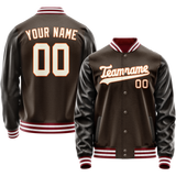 Custom Brown Gray Solid Color Varsity Letterman Jacket