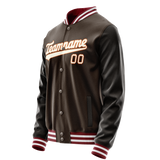 Custom Brown Gray Solid Color Varsity Letterman Jacket
