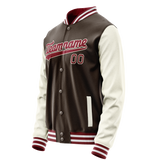 Custom Brown Cream Solid Color Varsity Letterman Jacket