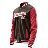 Custom Brown Crimson Solid Color Varsity Letterman Jacket