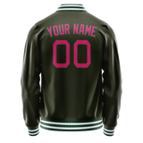 Custom Olive Pink Solid Color Varsity Letterman Jacket