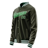 Custom Olive Neon-Green Solid Color Varsity Letterman Jacket