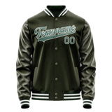 Custom Olive Teal Solid Color Varsity Letterman Jacket