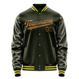 Custom Olive Brown Solid Color Varsity Letterman Jacket