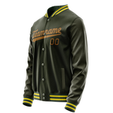 Custom Olive Brown Solid Color Varsity Letterman Jacket