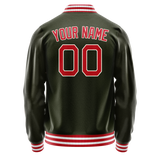 Custom Olive Red Solid Color Varsity Letterman Jacket