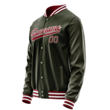 Custom Olive Red Solid Color Varsity Letterman Jacket