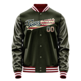 Custom Olive Cream Vintage Usa Flag Varsity Letterman Jacket