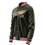 Custom Olive Cream Vintage Usa Flag Varsity Letterman Jacket