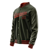 Custom Olive Red Solid Color Varsity Letterman Jacket