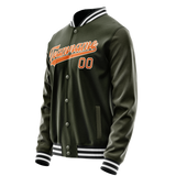 Custom Olive Orange Solid Color Varsity Letterman Jacket