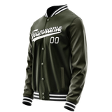 Custom Olive White Solid Color Varsity Letterman Jacket