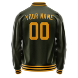 Custom Olive Gold Solid Color Varsity Letterman Jacket