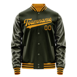 Custom Olive Gold Solid Color Varsity Letterman Jacket