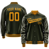 Custom Olive Gold Solid Color Varsity Letterman Jacket