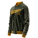 Custom Olive Gold Solid Color Varsity Letterman Jacket