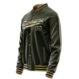 Custom Olive Camo Solid Color Varsity Letterman Jacket