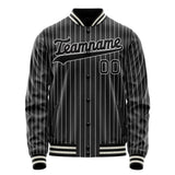 Custom Black White White Pinstripe Varsity Letterman Jacket JA02240617HF031