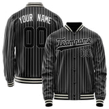 Custom Black White White Pinstripe Varsity Letterman Jacket