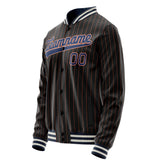 Custom Black Royal Orange Pinstripe Varsity Letterman Jacket JA02240617HF035