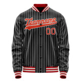 Custom Black Orange White Pinstripe Varsity Letterman Jacket JA02240617HF038