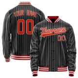 Custom Black Orange White Pinstripe Varsity Letterman Jacket