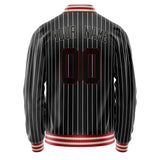 Custom Black White White Pinstripe Varsity Letterman Jacket JA02240617HF043