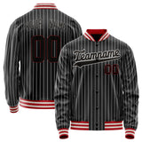 Custom Black White White Pinstripe Varsity Letterman Jacket