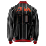 Custom Black Orange White Pinstripe Varsity Letterman Jacket JA02240617HF044