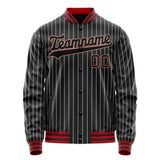 Custom Black Orange White Pinstripe Varsity Letterman Jacket JA02240617HF044