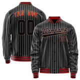 Custom Black Orange White Pinstripe Varsity Letterman Jacket JA02240617HF044