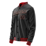 Custom Black Orange White Pinstripe Varsity Letterman Jacket JA02240617HF044