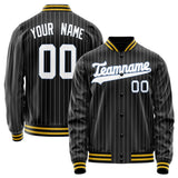 Custom Black White Gray Pinstripe Varsity Letterman Jacket