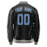 Custom Black Light-Blue Gray Pinstripe Varsity Letterman Jacket JA02240617HF046