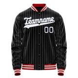 Custom Black White Gray Pinstripe Varsity Letterman Jacket JA02240617HF047